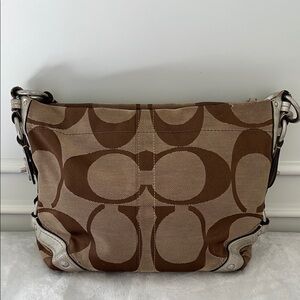Coach Brown and Tan Monogram Shoulder Bag